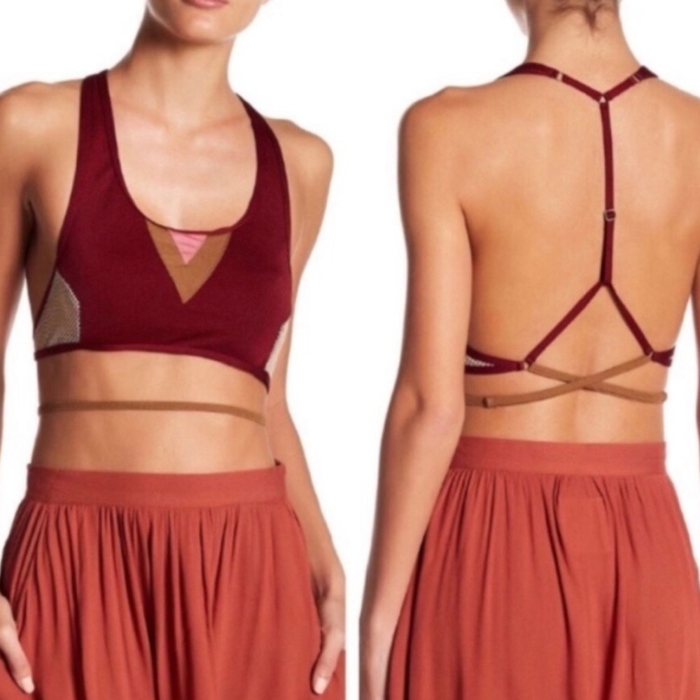 One Teaspoon The Mayflower Merlot New Breed Bodice Mesh Bralette Top Sz S Nwt